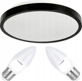 BERGE LED stropné svietidlo 2xE27 IP20 LARI-R BLACK + 2x E27 10W teplá biela sviečka