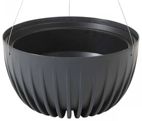 Závesný kvetináč STRIPPED ECO 24 cm antracitový