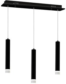 Závesné svietidlo Carbon, 3x čierne kovové tienidlo, b