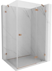 Mexen Lunar, výklopný sprchový kút pravý 100 x 80 cm, 8mm číre sklo, profil medená matná, 834-100-080-65-00-P