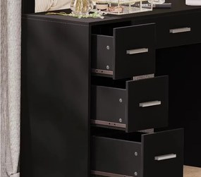Veľký toaletný stolík s osvetlením 80 x 40 x 110cm čierny