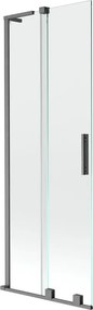 Mexen Velar L, 2-krídlová posuvná vaňová zástena 75 x 150 cm, 8mm číre sklo, brúsený grafit, 896-075-003-01-66