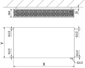Mexen, Mexen Flat CVF33 panelový radiátor 300 x 1100 mm, spodné pripojenie, 1364 W, biely - W633F-030-110-00