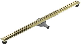 MEXEN Flat nerezový sprchový žľab s rotačným 360° sifónom 140 cm, vzor SLIM, zlatá, 1541140
