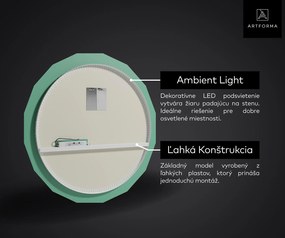 Okrúhle zrkadlo do kupelne s LED L192 moderne zrkadlo s čiernym rámom na stenu