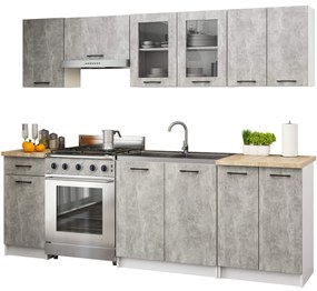 Kuchyňská linka Olivie 2,4 m prosklená beton