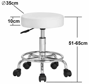 InternetovaZahrada Taburetka na kolieskach 50x51-65 cm- biela