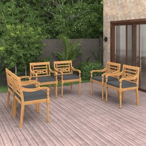 Batavia stoličky so sedákmi 6 ks masívne teakové drevo 3087058