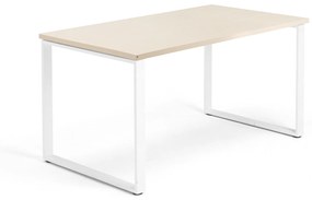Kancelársky pracovný stôl QBUS, O-rám, 1400x800 mm, breza/biela
