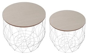 Tempo Kondela Set príručných stolíkov, prírodná/biela, DALUX