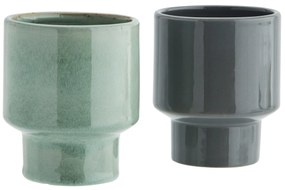 MADAM STOLTZ Keramický hrnček Green/Grey A - zelený