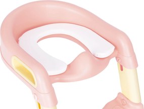 ECOTOYS detské WC sedátko s nastaviteľnými schodíkmi a mäkkým sedadlom, ružové