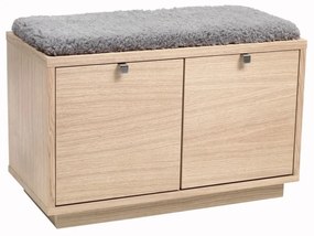 Skrinka na topánky v dekore duba s lavicou v šedo-prírodnej farbe Confetti – Rowico