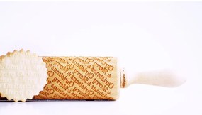 Drevený vianočný embosovaný valček na cesto Valek Merry Christmass