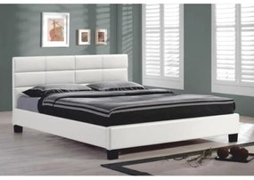 Kondela Manželská posteľ MIKEL, 160x200, biela textilná koža