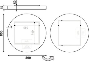 Nimco Biele LED zrkadlo pr. 800 s dvoma dotykovými senzormi - ZPB 31002RVX-05