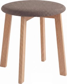 Mazzoni ZOI Hnedá (tkanina Storm 18)/dubová podnož - OKRÚHLA ČALÚNENÁ TABURETKA DO KUCHYNE/OBÝVAČKY
