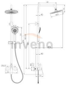 Invena Neri, sprchová batéria so sprchovým stĺpom s hornou a ručnou hlavicou, medená, INV-AU-09-B14-L