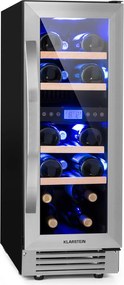 Klarstein Vinovilla Duo 17, dvojzónová vinotéka, 53 l, 17 fliaš, 3-farebné LED osvetlenie, sklenené dvierka