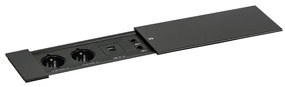 Stôl SQUARE 2000 x 800 x 750, grafit + 2x stolná zásuvka TYP IV, čierna