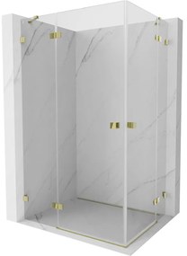 Mexen Lunar Duo, výklopný sprchový kút 115 x 90 cm, 8mm číre sklo, zlatý profil, 834-115L-090P-50-00