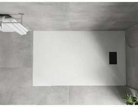 Mexen Hugo, obdĺžniková sprchová vanička SMC 140 x 90 cm, biela, čierna krytka, 42109014-B