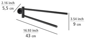 WENKO 24238100-Držiak uterákov BOSIO BLACK 5,5x43 cm nerez/strieborná