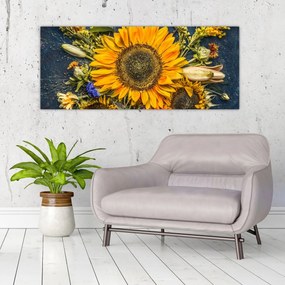 Obraz - Jesenné kvety (120x50 cm)