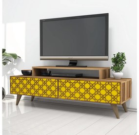 TV stolík/skrinka Clementine (orech + žltá). Vlastná spoľahlivá doprava až k Vám domov. 1088569