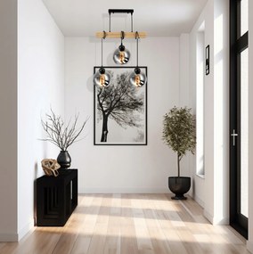 BERGE Sklenená LED závesná lampa Beam 3xE27 - dymová guľa
