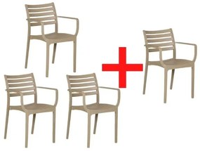 Plastová bistro stolička SLENDER, béžová, 3+1 ZADARMO