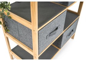 G21 Bambusový regál s košíkmi, 3 police, sivá, 3 poschodia