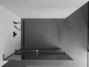 Mexen Kioto+ L, sprchová zástena Walk-In s poličkou a vešiakom 80 x 200 cm, 8mm sklo vzor zrkadlo, grafitový profil, 800-080-123-95-50