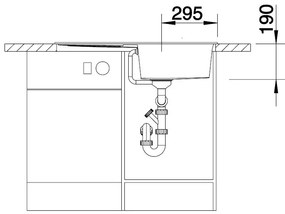 Blanco Metra 5 S, silgranitový drez 860x500x190 mm, 1-komorový, sivá vulkán, BLA-527293