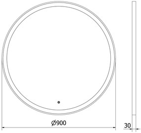 Mexen Esso, okrúhle LED podsvietené kúpeľňové zrkadlo 90 cm, 6000K, vykurovacia podložka proti zahmlievaniu, zlatý rám, 9825-090-090-611-50