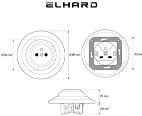 Elhard Okrúhla keramická zásuvka, biela KV2000W