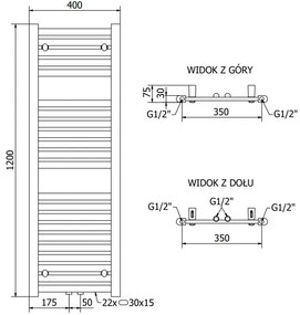 Mexen Hades, vykurovacie teleso 1200x400 mm, 465 W, antracitová, W104-1200-400-00-66