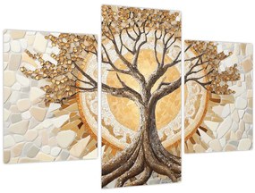 Obraz – Zlatý strom života v mozaike (90x60 cm)