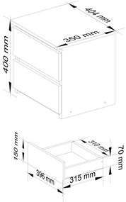 Nočný stolík CL2 40 cm wenge/biely