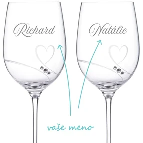 Poháre na víno k výročiu Diamante Romance 2 ks