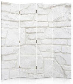 Ozdobný paraván Bílá stěna - 145x170 cm, štvordielny, obojstranný paraván 360°