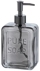 Sivý sklenený dávkovač na mydlo Wenko Pure Soap