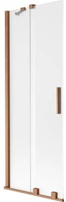Mexen Velar, 2-krídlová posuvná vaňová zástena 75 x 150 cm, 8mm sklo námraza, medená matná, 896-075-000-31-65
