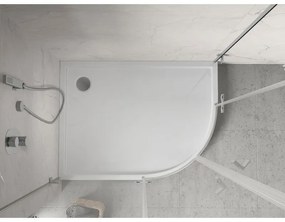 Mexen Flow+, štvrťkruhová asymetrická sprchová vanička, ľavá, 100 x 80 cm, biela lesklá, 46Q108010LH