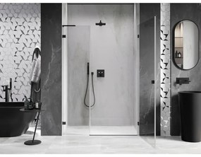 Mexen Lunar-B, L Otočné pravé sprchové dvere 125 cm, číre sklo, čierny profil, 832SL-125-050-70-00-P