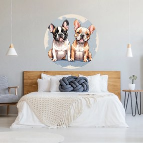 100x100cm Francúzske buldočky - textilná nálepka na stenu Veľkosť: 100 cm