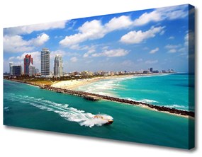 Obraz na plátne More pláž mesto krajina 125x50 cm