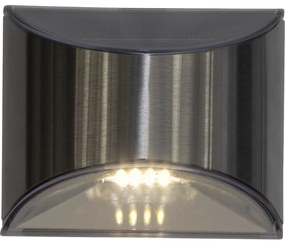 Súprava 2 nástenných nerezových solárnych LED svietidiel Star Trading Wally, výška 8 cm