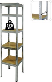 CH 5- policový úzky kovový úložný regál Tosca VII. 180 x 40 x 40 cm