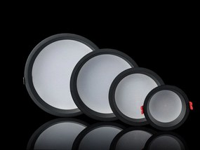 LED2 Zápustné kúpeľňové LED osvetlenie ZETA, 15W, denná biela, okrúhle, čierne, IP44